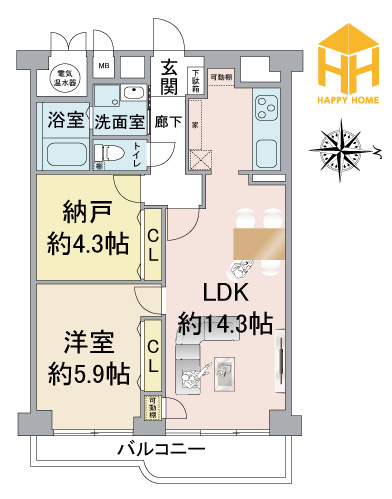 シャルム野中南公園の間取り|※図面と現況が異なる場合は、現況を優先します。