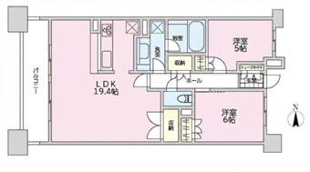 約19帖とゆとりのあるLDKに加え、他2部屋ございます。