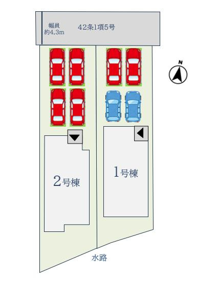 佐賀市本庄町大字末次２期1号棟の区画図|4台　駐車可能