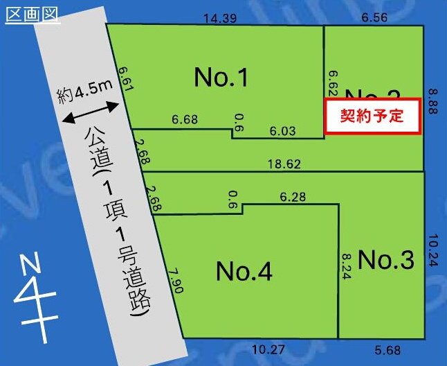 調布市深大寺北町６丁目 中央線 吉祥寺駅 建築条件付売地の区画図