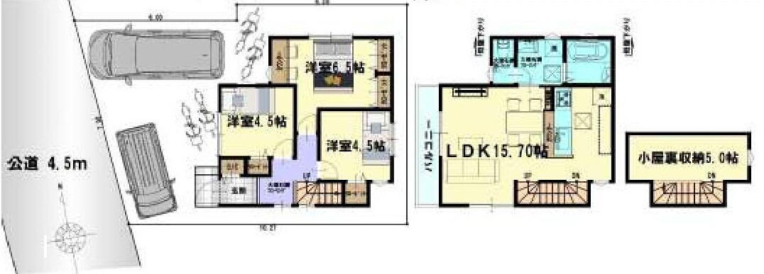 調布市深大寺北町６丁目 中央線 吉祥寺駅 建築条件付売地の土地図＋建物プラン例