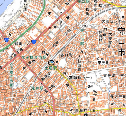 守口市梅園町 貸家の地図