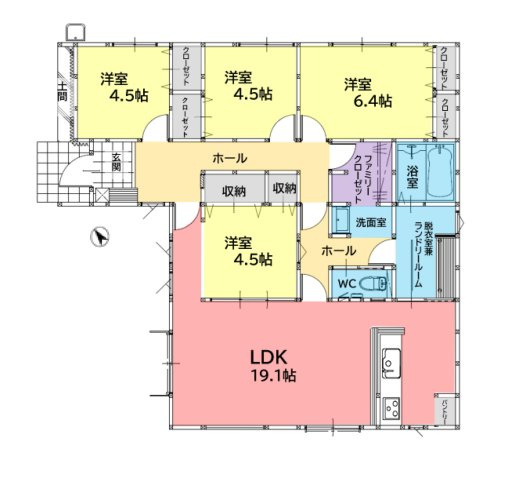 糟屋郡粕屋町長者原東7丁目第2-2棟（2号棟）の区画図|配置図（2号棟）