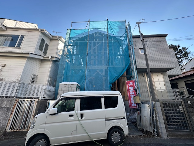 茅ヶ崎市菱沼１丁目　新築戸建の外観|1月29日撮影　建築中　現地外観