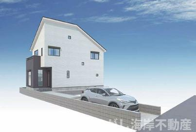 茅ヶ崎市浜之郷　新築戸建の外観パース|イメージパスですので実際のものと多少異なります　
