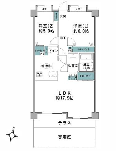 ライオンズマンション辻堂海浜公園の間取り|南向き　2LDK