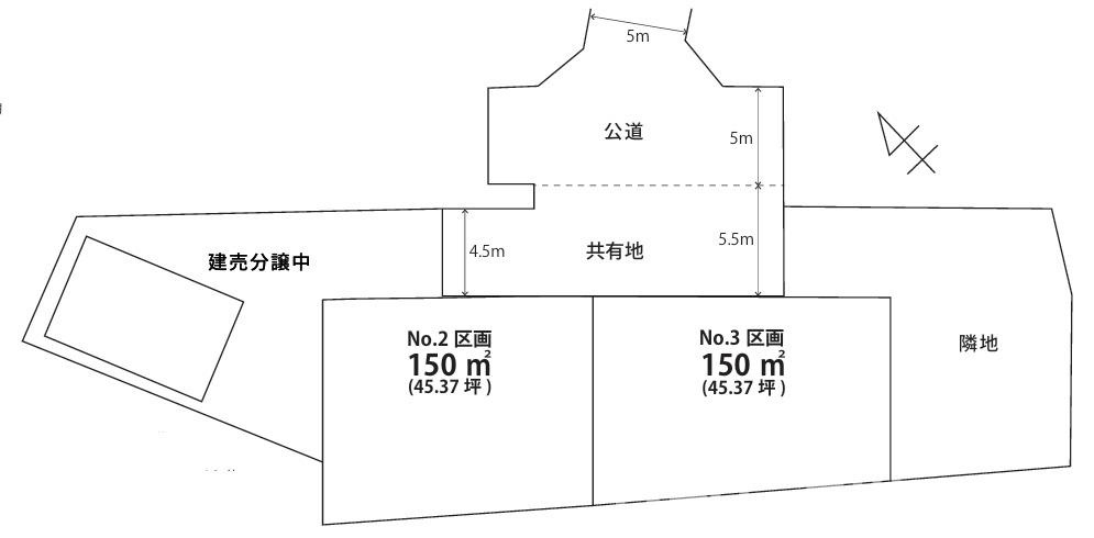 茅ヶ崎市今宿　売地　全2区画の土地図|対象地はNo2です。