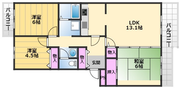 【間取り】 | いぶき野三丁目6棟