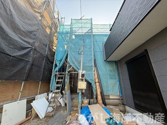 茅ヶ崎市今宿　新築戸建　全2棟の外観|1月19日撮影　建築中　現地外観