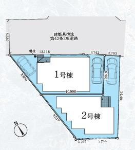 茅ヶ崎市今宿　新築戸建　全2棟の区画図|対象地は2号棟です。