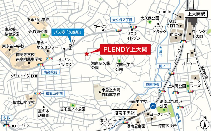 PLENDY上大岡の地図