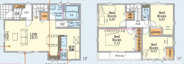 平塚市平塚2丁目　新築戸建の間取り|全居室2面採光　４LDK