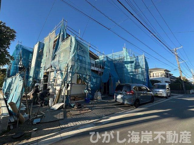 藤沢市辻堂東海岸1丁目　新築戸建　全４棟の前面道路含む現地写真|1月23日撮影　建築中　現地外観