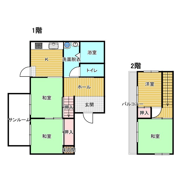 栃木市薗部町/周辺商業施設多数♪県道すぐ傍、駐車2台可のお得な物件♪の間取り