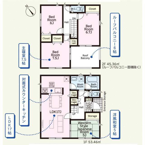 【間取り】 | 桐生市相生町第17　クレイドルガーデン　1号棟 | 水回り集中設計で家事ラクラクの間取り♪