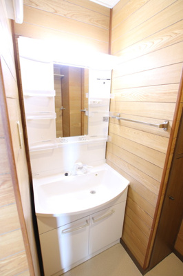 嬉しいシャワー付き独立洗面台です。