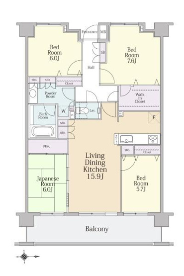 【間取り】 | クレストフォルム日吉レインボーズヒルパークサイド棟 | 販売価格：３７８０万円　間取り：4ＬＤＫ　居住中（ご見学可能ですのでお気軽にお問合せください）