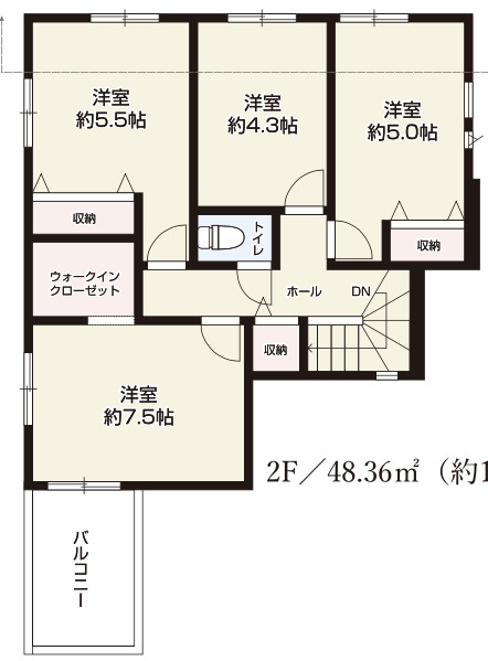 【仲介手数料無料】所沢市上安松９期全８棟４号棟　所沢市の新築なら西武ハウジングの間取り