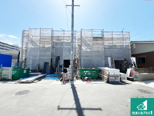 加古川市加古川町河原　第22期　新築一戸建ての外観|周辺は落ち着いた街並みの住宅地！子育てがしやすい住環境です！まだ未完成ですが、現地でしかわからない事もございます。是非一度ご覧ください。