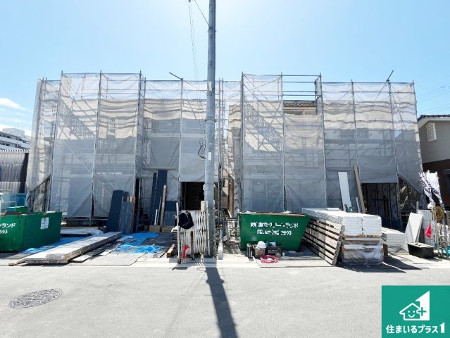 加古川市加古川町河原　第22期　新築一戸建ての外観|周辺は落ち着いた街並みの住宅地！子育てがしやすい住環境です！まだ未完成ですが、現地でしかわからない事もございます。是非一度ご覧ください。