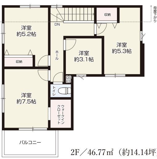 【仲介手数料無料】所沢市上安松９期全８棟８号棟　所沢市の新築なら西武ハウジングの間取り