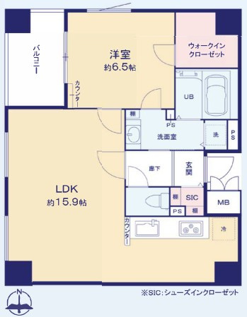 約16帖あるリビングダイニングです