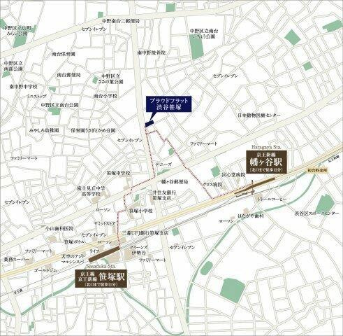 プラウドフラット渋谷笹塚の地図| 