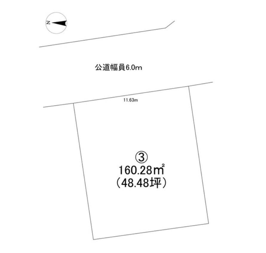 半田市乙川源内林町３丁目　売り土地【3号地】の区画図