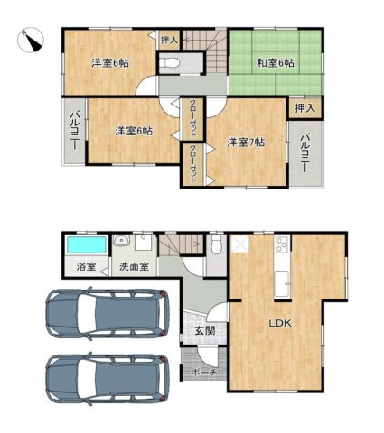 半田市中島町　中古戸建の間取り