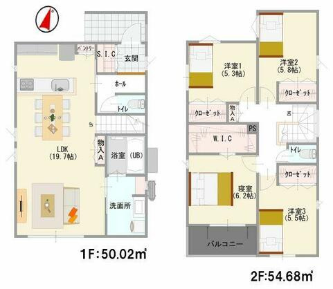 知多郡武豊町字梨子ノ木２丁目　新築戸建の間取り