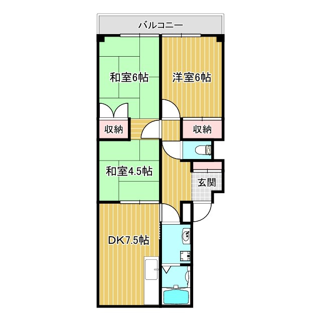 北在家アパートメントの間取り