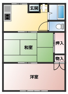 【間取り】 | ナカタコーポ | 2DKです