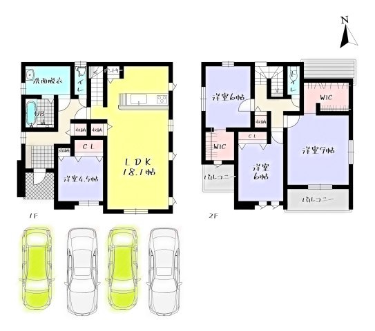 ーAdoble＋アドブルー小倉北区皿山町2期　【小倉北区　新築戸建て】の間取り|ーAdoble＋アドブルー小倉北区皿山町2期　【小倉北区　新築戸建て】