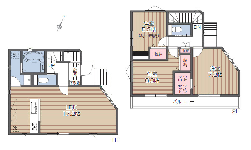 練馬区土支田4丁目　憩いの公園隣接　省エネ住宅　限定1棟の間取り|2LDK+S+WIC　土地面積91.93m2　建物面積86.88m2