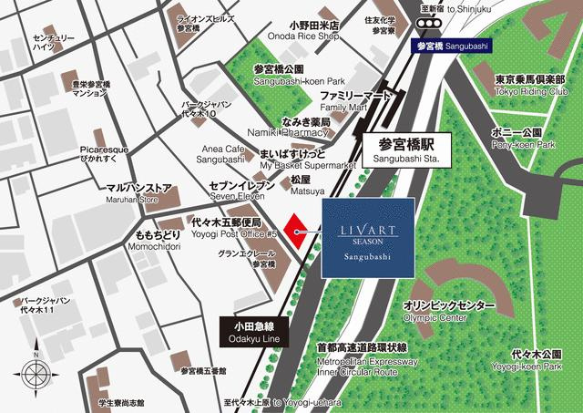 リヴァートシーズン参宮橋の地図| 