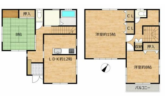 【中古】鶴ヶ島市下新田リフォーム中古住宅の間取り
