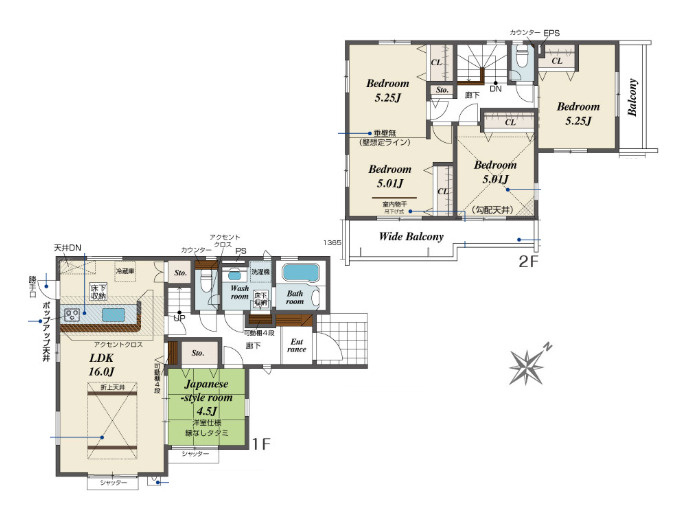 上尾市原市　12期　新築一戸建て　ブルーミングガーデン　01の間取り|【全1棟・1号棟】上尾市原市　12期　新築一戸建て　ブルーミングガーデン　01・4LDK・土地面積156m2・建物面積100.6m2