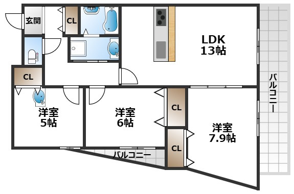 【間取り】 | エスタブレ南桜塚