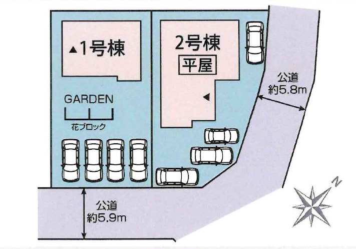 ＊＊北中城村美崎3期-全2棟の区画図|駐車スペース