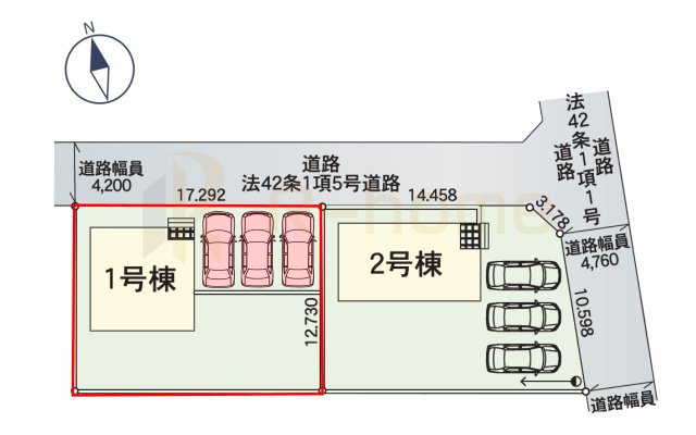 鉾田市舟木第1　新築戸建て　1号棟の区画図|大きなお買い物だからこそ、メリット・デメリットを伝えさせて頂きます。
R-homeにお任せください♪