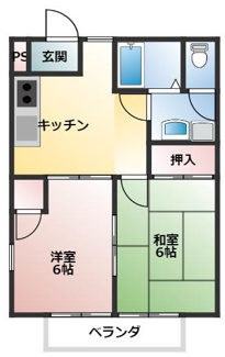 【間取り】 | メゾン・ラカージュⅡ | 2DKです