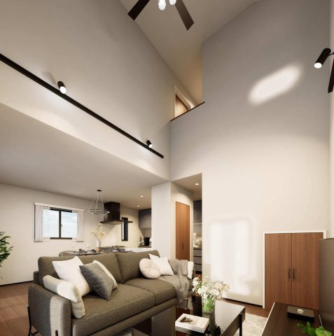 戸塚区平戸5丁目　新築戸建　全2区画の外観|◆一家だんらんのスペースとなるＬＤＫ。窓から明るい光が差し込み、思わず家族の会話も弾む快適な空間。（パースイメージ）