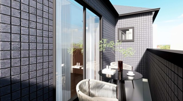 戸塚区平戸5丁目　新築戸建　全2区画のバルコニー|◆日当たり良好なバルコニー！毎日のお洗濯にも嬉しいですね！（パースイメージ）