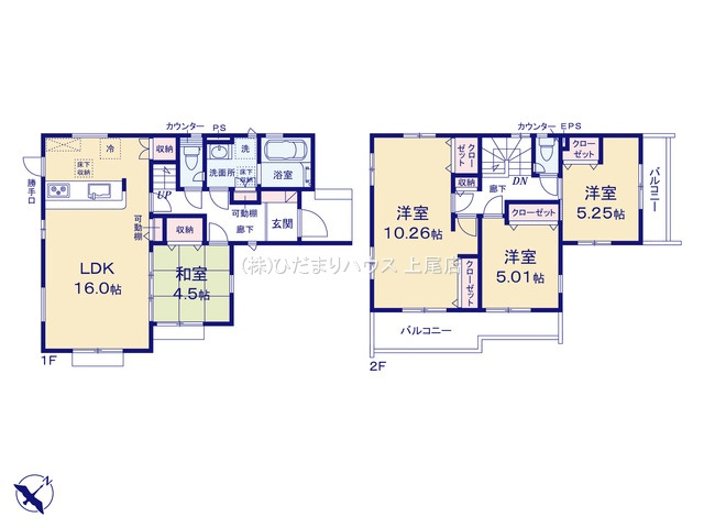 上尾市原市12期　新築戸建　ブルーミング01の間取り