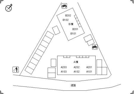 グランモアキワラ B棟の区画図