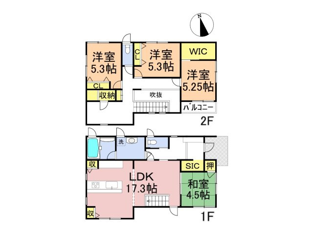中古戸建　羽島市舟橋町宮北3丁目　令和2年築の間取り