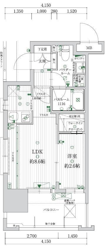 グランフォーレプライム大濠南の間取り