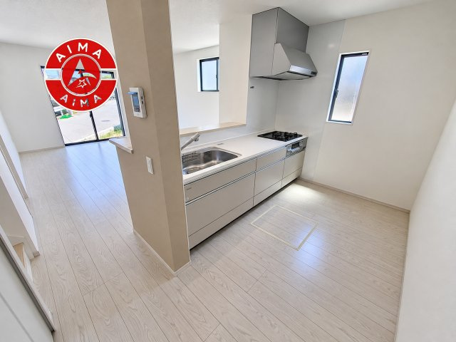 福岡市早良区内野５丁目第1-3棟（1号棟）のキッチン|洗い物のストレスを軽減する、広々としたシンクスペース。