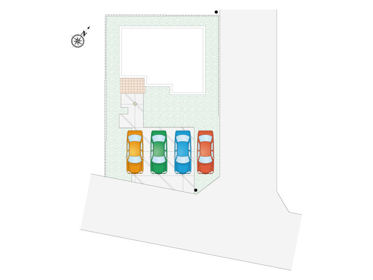 ２号棟　駐車4台可能！人気の「宅配BOX」付きの門柱がありますので、非対面かつ不在時の郵便物受け取りもラクラクです！