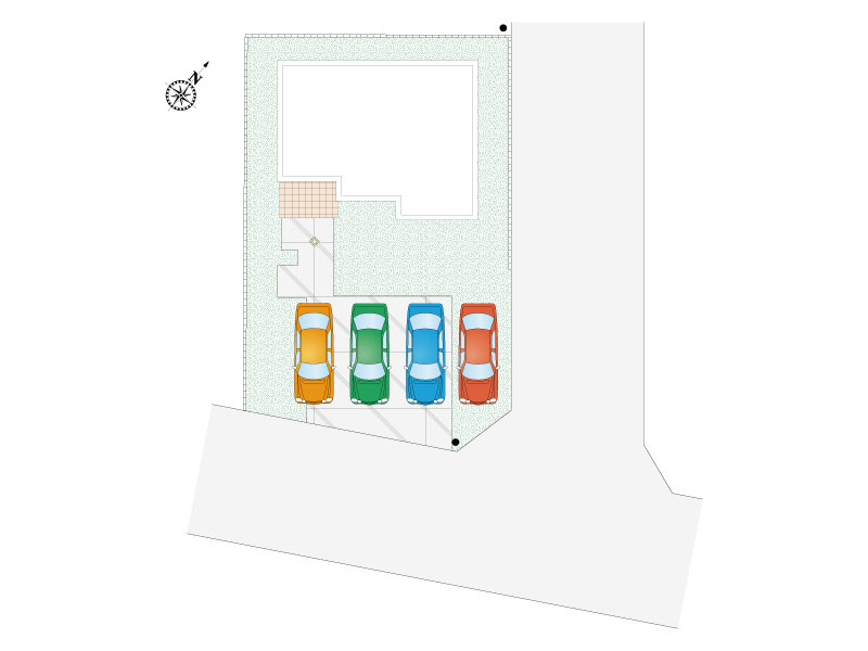 ２号棟　駐車4台可能！人気の「宅配BOX」付きの門柱がありますので、非対面かつ不在時の郵便物受け取りもラクラクです！